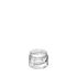 The image displays the Calaso 1.0oz Glass Jar, model HD14150-100. The jar is clear and cylindrical with smooth, straight sides and a flat, round base. The jar has a wide mouth, making it suitable for easy filling and dispensing of contents. The glass appears to be thick and sturdy, providing a high-quality look and feel to the product. There is no lid shown in the image. The overall appearance is sleek and minimalist, ideal for various uses such as cosmetics, creams, or other small quantities of products.
