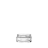 The image shows the Calaso 3.4oz Glass Jar from Glasmeister. It is a small, clear glass jar with a cylindrical shape and a wide mouth, suitable for storing various contents. The jar has a smooth, polished surface and a flat base, providing stability when placed on a flat surface.