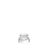 The image shows a "Calaso 0.2oz Glass Jar" with a cylindrical shape and a clear, transparent appearance. The jar has smooth sides and a flat, round lid that fits securely on top. The glass is thick and sturdy, giving the jar a high-quality look and feel. The jar is empty and displayed against a plain white background.