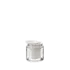 The image features the Calaso 3.3oz Glass Jar HD13815-100. It is a clear, cylindrical glass jar with a smooth surface and a wide mouth opening. The jar has a straight-sided design with a flat base, making it suitable for storing various contents. The simplicity and clarity of the jar emphasize its functionality and versatility.