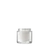 The image features the Calaso 3.3oz Glass Jar HD13815-100. It is a clear, cylindrical glass jar with a smooth surface and a wide mouth opening. The jar has a straight-sided design with a flat base, making it suitable for storing various contents. The simplicity and clarity of the jar emphasize its functionality and versatility.