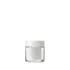 The image features the Calaso 3.3oz Glass Jar HD13815-100. It is a clear, cylindrical glass jar with a smooth surface and a wide mouth opening. The jar has a straight-sided design with a flat base, making it suitable for storing various contents. The simplicity and clarity of the jar emphasize its functionality and versatility.