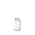 The image shows the Calaso 5.1oz Glass Jar from Glasmeister. The jar is made of clear glass and has a cylindrical shape with smooth, clean lines. It features a wide mouth opening, making it suitable for various contents. The image highlights the transparent nature of the glass, allowing the contents inside to be visible. The jar is displayed against a plain, white background, emphasizing its simplicity and elegance.