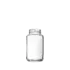 The image shows a clear glass jar with a cylindrical shape and a wide opening. The jar has smooth, transparent walls and a flat base. The product name is "Calaso 8.5oz Glass Jar HF13988-100."