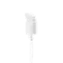 The image shows the Calaso PP Pump 24/410. The product is a white plastic pump dispenser with a sleek, modern design. It features a ribbed closure for easy grip and a long, thin dip tube extending from the bottom. The pump head has a smooth, rounded surface with a small spout for dispensing liquid products, and it appears to be in a locked position. The overall appearance is clean and functional, suitable for a variety of liquid products.