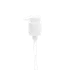 The image features the Calaso PP Pump 24/410, a plastic pump dispenser. The pump is white and includes a ribbed collar at the base for secure attachment to a bottle. The actuator (pump head) is smooth with a rounded design, and the dip tube extends below the pump for dispensing liquids. The pump is shown in a clean, isolated setting with a plain white background, highlighting its design and structure.