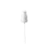 The image features the Calaso PP Pump DIN18. The product is a sleek, white plastic pump with a standard screw-on mechanism, designed to fit DIN18 neck sizes. The pump consists of a smooth cylindrical body with a nozzle at the top, and a long dip tube extending downwards. The nozzle has a flat top with a small dispensing opening for precise application. The overall design is minimalist and functional, suitable for dispensing liquids such as lotions or soaps.