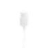 The image shows the Calaso PP Pump 24/410. It is a white plastic pump dispenser with a ribbed collar and a smooth, rounded actuator. The pump is designed to fit bottles with a 24/410 neck size. The actuator is positioned upright, and the pump has a sleek, clean appearance. The overall design is functional and minimalist, suitable for dispensing various liquid products.
