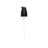 The image shows the Calaso PP Pump 24/410, a plastic pump dispenser with a sleek, modern design. The pump features a white actuator and a ribbed collar, providing a secure fit for various bottles. The dip tube extends from the pump, ensuring efficient product dispensing. The overall appearance is clean and functional, suitable for various liquid products.