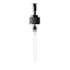 The image shows the Calaso PP Pump 24/410 FPB15A3C015-200. This is a plastic pump dispenser with a sleek, cylindrical body and a ribbed screw-on cap. The pump features a long, slender nozzle designed for dispensing liquid products efficiently. The overall design is modern and functional, suitable for a variety of personal care or household products.