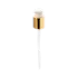 The image shows a Calaso PP Pump 24/410. The pump mechanism has a white plastic body with a smooth, cylindrical design. The nozzle at the top is slightly angled, and the base of the pump has a threaded section for attaching it to a bottle. The overall appearance is clean and functional, indicating a design intended for dispensing liquids or lotions.