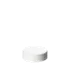 The image shows the Calaso PP Threaded Closure 49 Special. It is a cylindrical, white plastic cap with a smooth surface. The cap's outer edge features vertical ridges for grip, and it has a flat top. The closure is designed to screw onto a container, providing a secure seal.