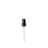 The image shows the Calaso PP Pump 18/415 FPB07A3C004. The pump is designed with a sleek, cylindrical shape and features a smooth, glossy white finish. It includes a ribbed collar for secure attachment to bottles, and a long, thin actuator for easy dispensing. The pump’s nozzle is slightly curved, ensuring precise application of product.