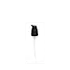 The image shows the Calaso PP Pump 24/410. It is a white plastic pump dispenser with a ribbed texture on the collar for better grip. The pump features a long, slender nozzle for dispensing liquid products, and the base of the pump is designed to fit securely onto bottles with a 24/410 neck size.