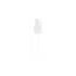 The image features the Calaso PP Sprayer DIN18. It shows a white plastic spray nozzle with a ribbed texture on the top part for grip. The sprayer has a clear, slender dip tube extending downward. The nozzle appears to have a standard design with a small, circular opening where the liquid is dispensed. The overall appearance is clean and functional, suitable for use with various liquid products.