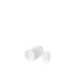 The image displays the Calaso PP Threaded Closure DIN18 (EGB02A2C005-001). It is a small, cylindrical, white plastic cap with a threaded design suitable for screwing onto compatible containers. The closure has a smooth exterior surface with a slight indentation at the top center. The threads are visible on the interior rim of the cap, indicating its screw-on functionality.