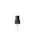 The image shows a white Calaso PP Sprayer 24/410. The sprayer features a ribbed cap and a long, slim nozzle for precise dispensing. The design is minimalist and functional, making it suitable for various liquid products.