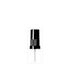 The image shows the "Calaso PP Sprayer DIN18." It is a plastic spray nozzle attachment, designed to screw onto a bottle with a DIN18 neck finish. The sprayer is white in color and features a ribbed collar for a secure grip. The nozzle extends vertically from the collar, with a horizontal spray head at the top, which appears to have a small opening for dispensing liquids in a fine mist. The overall design is sleek and functional.
