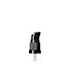 The image shows the Calaso PP Pump DIN18 ABB02A3C011. It features a sleek, cylindrical white pump head with a smooth finish. The pump is attached to a clear, ribbed actuator stem, which is designed to fit into a bottle with a DIN18 neck finish. The overall design is functional and minimalist, suitable for dispensing liquids such as lotions or soaps.