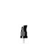 The image shows the Calaso PP Pump DIN18, a plastic pump dispenser designed for bottles. The pump is white and features a long, narrow nozzle for precise dispensing. It includes a ribbed collar for easy gripping and secure attachment to the bottle. The pump is shown against a plain white background.
