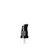 The image shows the Calaso PP Pump DIN18. It features a sleek, cylindrical design with a smooth, white finish. The pump has a simple, modern appearance with a long, narrow nozzle for dispensing liquids. The top of the pump is flat and can be pressed down to dispense the product. The pump mechanism is integrated into a cylindrical cap that screws onto a bottle with a DIN18 neck finish. This image highlights the clean lines and functional design of the Calaso PP Pump.