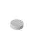 The image shows the MRP Solutions PP Threaded Closure 53-400 DB053. This is a circular, smooth, white plastic cap designed for bottles. The cap features a threaded interior, which allows it to securely fasten to compatible bottles. The outer surface is plain with no visible branding or text.
