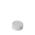 The image features the MRP Solutions PP Threaded Closure 33-400 (CR033). The closure is depicted in white and has a smooth, flat top surface. The threading is visible on the inside of the closure, designed to securely fit onto corresponding containers. The closure has a cylindrical shape with a consistent diameter throughout its height. The image showcases the closure from an angled top-down perspective, highlighting both the exterior and a glimpse of the interior threading.