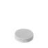 The image shows the MRP Solutions PP Threaded Closure 70-400 CR070. It is a white, round, plastic cap with threading on the inner side. The cap has a smooth, flat top surface and ribbed edges for grip, designed to fit onto containers with a 70-400 neck finish. The closure is intended for secure sealing and ease of opening and closing.