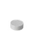 The image displays a white, round, threaded closure cap made of polypropylene (PP). The cap has a smooth surface and features a ribbed edge for easy gripping. The threading is visible on the inside of the cap, designed to fit securely onto containers. This product is the MRP Solutions PP Threaded Closure 48-485.