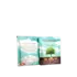 The image shows a 14.0oz Flat Compostable Pouch by Elk Packaging. The pouch is light brown in color and features a smooth, matte finish. The front of the pouch has a clear rectangular window in the center, allowing the contents inside to be visible. There is a resealable zipper closure at the top of the pouch, and the bottom is designed to expand for a flat, stable base. The overall design is simple and functional, ideal for packaging various dry goods.
