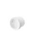 The image shows the Calaso PP Dropper DIN18. It features a clear glass bottle with a white, ribbed screw cap dropper. The dropper top has a smooth, rounded press button for easy dispensing of liquids, and the glass bottle is transparent, allowing the contents to be visible. The overall design is sleek and functional, suitable for storing and dispensing various liquids.