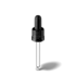 MIRON Violetglass 18-DIN Black Ribbed TPE Bulb Pipette Dropper with Tamper-Evident Band & Bent Ball Glass Tip, 0.7cc Dosage