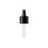 MIRON Violetglass 18-DIN Black TPE Bulb Pipette Dropper with Tamper-Evident Band & Bent Ball Glass Tip, 0.7cc Dosage (Orion 50/60-106)