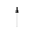 MIRON Violetglass 18-DIN Black Ribbed Tamper-Evident TPE Bulb Glass Pipette Dropper with Bent Ball Tip, 1cc Dosage