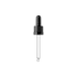 MIRON Violetglass 18-DIN Black Ribbed TPE Bulb Pipette Dropper with Tamper-Evident Band & Bent Ball Glass Tip, 0.7cc Dosage