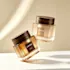 LISSON Packaging 1.7oz / 50ml Square Glass Cosmetic Jar with Wood-Grain ABS Cap
