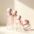 LISSON Packaging 1.7oz / 50ml Pink Glass Cosmetic Jar with Ball Cap