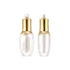 Queens Packaging Co., ltd. 1oz / 30ml Acrylic Double-Wall Round Pump Bottle with Decorative Crown-Topped Overcap, Metallized Shoulder & PP Pump with Metallized ABS Collar
