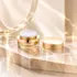 Queens Packaging Co., ltd.  1oz / 30ml Acrylic Double-Wall Straight Sided Cream Jar with Gold Accent Band, Flush Metallized ABS Closure & PE Sealing Disc