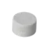 The image displays the MRP Solutions PP Threaded Closure 20-400. It is a small, cylindrical, white plastic cap with a smooth, flat top surface and threaded sides designed to screw onto a corresponding container. The closure is simple in design, emphasizing its utilitarian function for sealing.