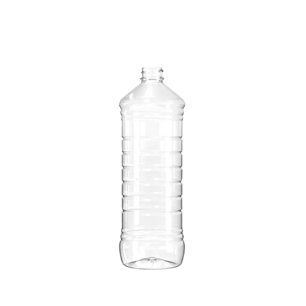 The image features a clear plastic bottle labeled as the "Resilux 28.0oz PET Bottle (A280E2Y)." The bottle has a cylindrical shape with a smooth, transparent surface, allowing the contents to be visible. It has a screw-on cap at the top, which is also transparent. The bottle appears to be empty and is displayed against a plain white background.
