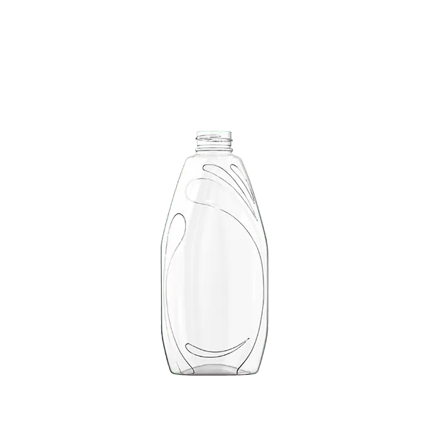 The image displays a Resilux 20.0oz PET Bottle (A200E73). The bottle is made of clear plastic and has a smooth, cylindrical shape with slightly rounded shoulders leading up to a narrow neck. The neck is topped with a standard screw cap closure. The bottle is empty and stands upright on a plain white background.