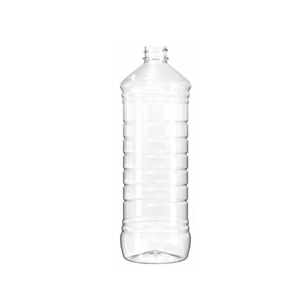 Alt-text: The image features the Resilux 40.0oz PET Bottle, model A400E1U. This clear plastic bottle has a smooth cylindrical shape with a narrow neck and a screw-on cap. The transparent design allows visibility of the contents inside. The bottle is positioned upright against a plain white background.