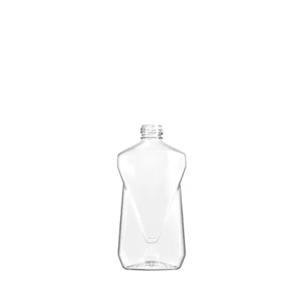 The image shows a clear, cylindrical plastic bottle with a narrow neck and a screw-top opening. The bottle appears to be empty and is standing upright. It has a smooth surface with no labels, text, or graphics on it. The product name is "Resilux 8.5oz PET Bottle." The bottle has a simple, clean design appropriate for holding various liquids.