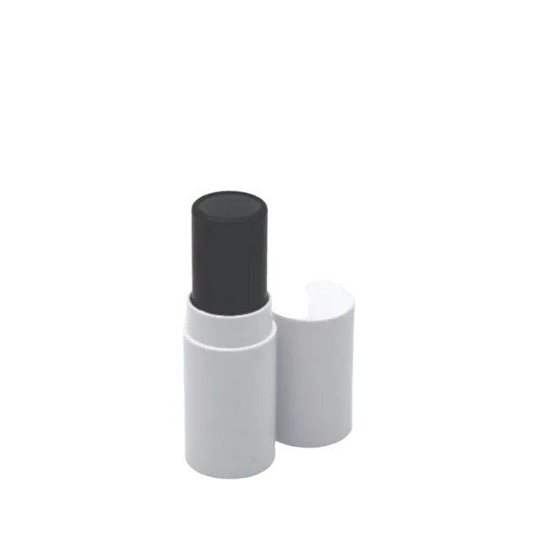 The image shows the JCOP 0.1 oz ABS Lip Stick. The lipstick is housed in a sleek, cylindrical container with a smooth, glossy black finish. The lid is slightly taller than the base and fits snugly, ensuring the product is securely enclosed. The overall design is minimalist and elegant, making it a stylish addition to any makeup collection.