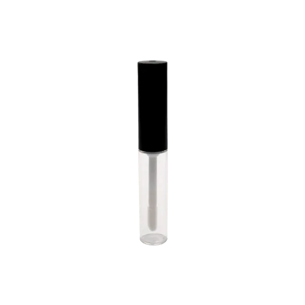 The image shows the JCOP 0.2oz PP Lip Gloss Tube. It is a small, transparent tube designed for lip gloss, with a smooth, cylindrical shape and a screw-on cap. The tube appears to be made of clear plastic, allowing the contents to be visible from the outside. The compact size makes it suitable for carrying in a purse or pocket. The cap is also transparent, matching the body of the tube, and ensures a secure closure to prevent leaks.