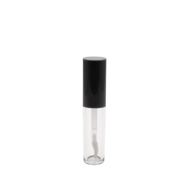 The image features the JCOP 0.1oz PP Lip Gloss Tube. The tube is clear, allowing the contents inside to be visible. It has a sleek, cylindrical design with a screw-on cap at the top. The cap is opaque and matches the minimalist aesthetic of the tube. The overall look is clean and modern, suitable for various types of lip gloss products.