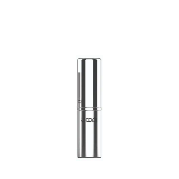 The image features the JCOP 0.3oz Aluminum Skin Stick. The product has a sleek, cylindrical design with a smooth, metallic finish. The cap is securely closed, matching the body in material and color. The compact size is emphasized, making it ideal for travel or on-the-go use. The overall appearance is modern and minimalist, with no visible branding or text on the product.