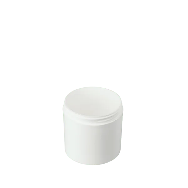 The image shows a Mold-Rite Plastics 6.0oz PP Jar. It is a cylindrical, clear plastic jar with a smooth surface and no visible labeling or text. The jar has a wide mouth and a screw-on lid, which is not attached in the image. The design is simple and functional, suitable for storing various products.