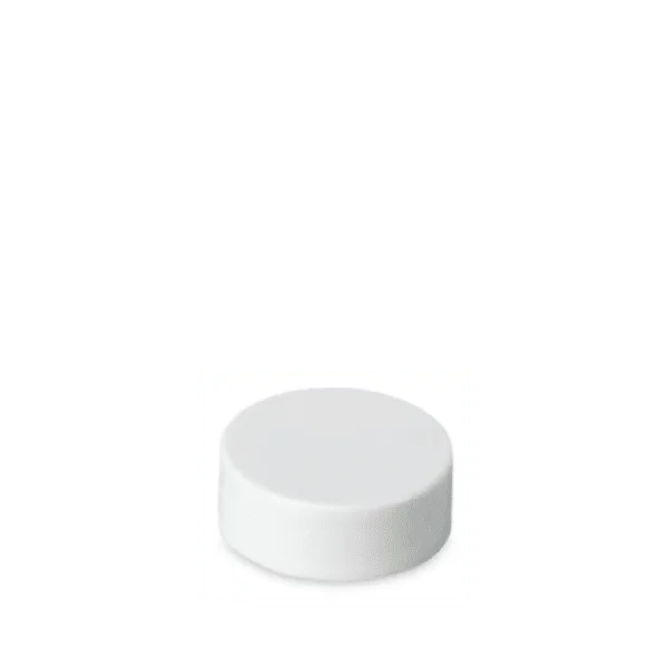 The image shows a Mold-Rite Plastics PP Threaded Closure 28-400 (SS028). The product is a white, circular plastic cap with threading on the inside to ensure a secure fit onto compatible containers. The exterior surface of the cap is smooth, and the top appears flat, which is typical for closures designed for bottles or jars. The closure is designed to provide a tight seal and can be screwed on and off easily.